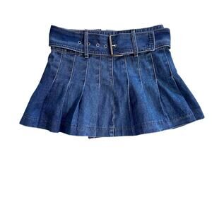 Sincerely Jules Mini Denim Belted Pleated Skirt, Juniors M, NWT